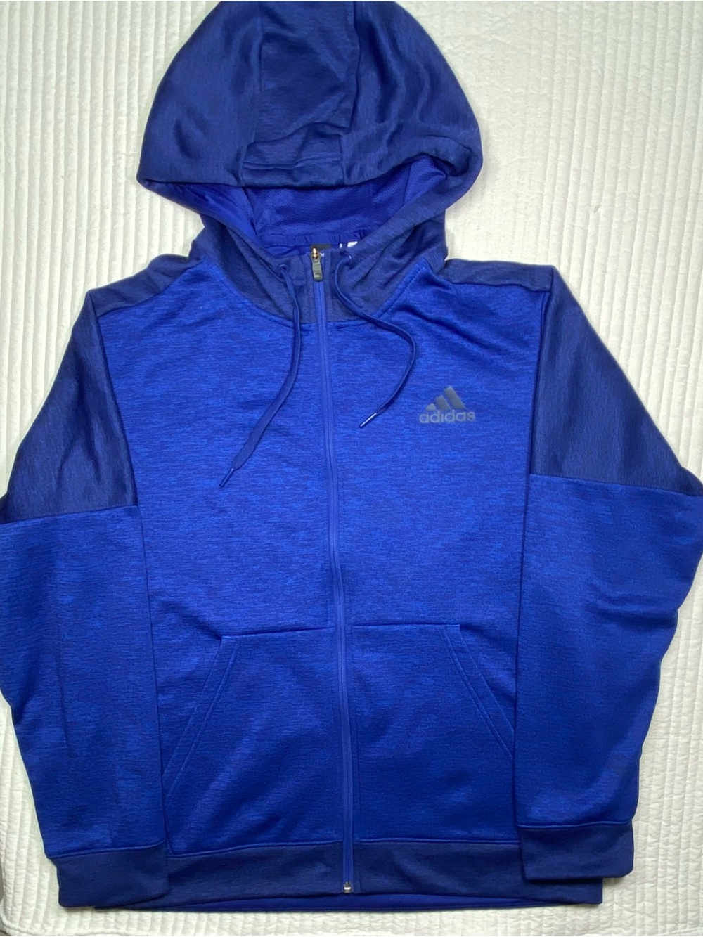 Adidas Climawarm Blue Heathered Full-Zip Fleece Hoodie